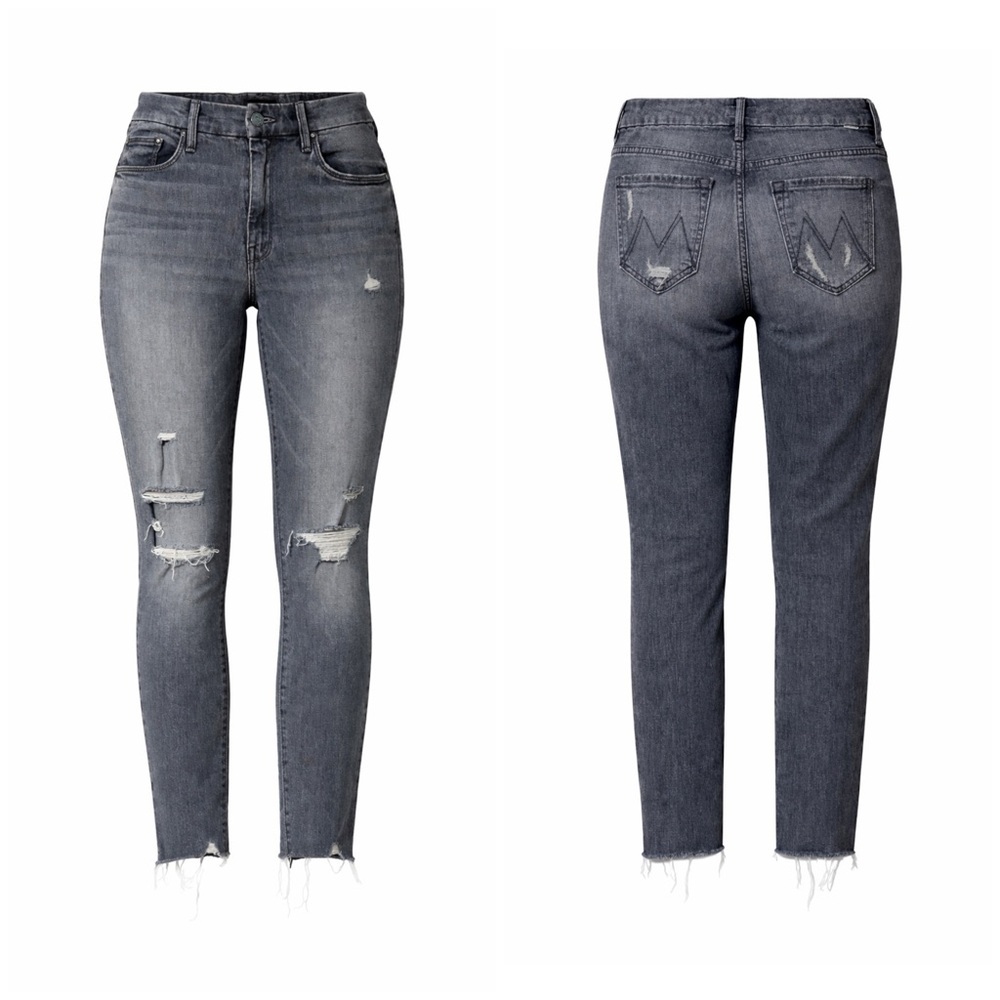 Mother High Waisted Looker Ankle Fray Gray Jeans Women’s 27